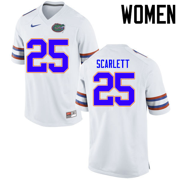 Women Florida Gators #25 Jordan Scarlett College Football Jerseys Sale-White - Click Image to Close